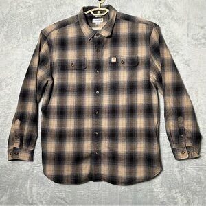 Carhartt Original Fit Flannel Shirt Mens XL Brown Plaid Button Up Outdoors Work